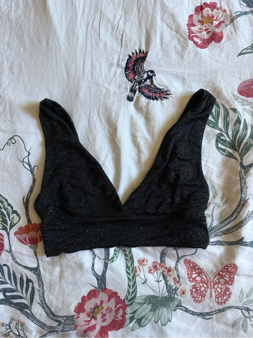Shimmer Black V-Neck Bralette